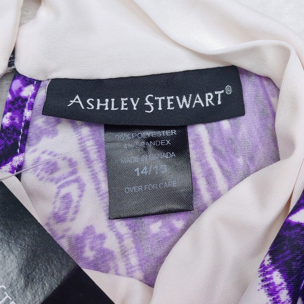 Ashley Stewart Mock Neck Keyhole Multi Print Mosaic Sleeveless Midi Dres… - Picture 7 of 14